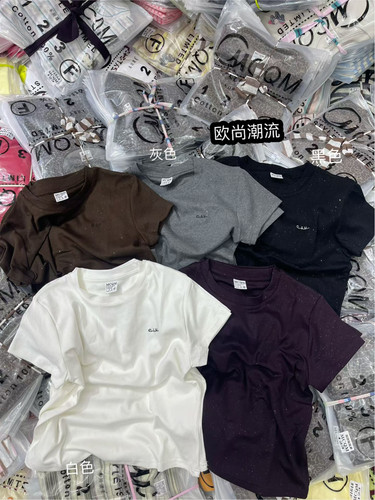 MCQM 小版26秋上新短款韩版显瘦百搭休闲字母闪闪短袖T恤女上衣