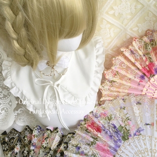 蔷薇猫 古典华丽烫金折扇lolita扇子多色百搭洛可可