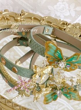 法式森系绿色蝴蝶项链小众设计项圈 复古气质春夏新款锁骨链