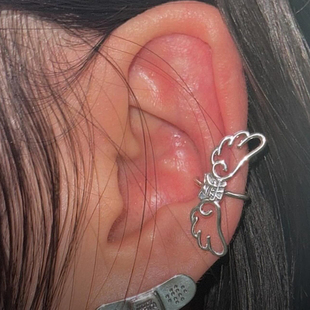 jieans new 天使翅膀925做旧银饰耳环Y2K唇环 同款 momentel