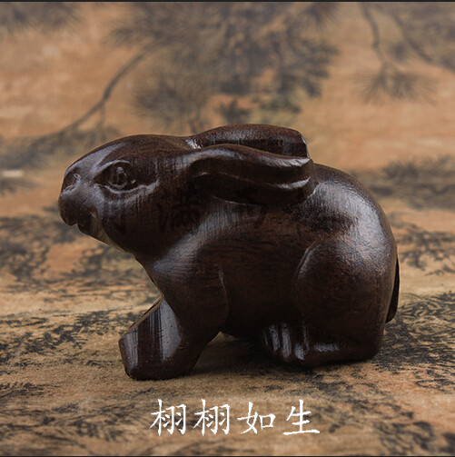 东阳木雕越南沉香木兔子沉水保真