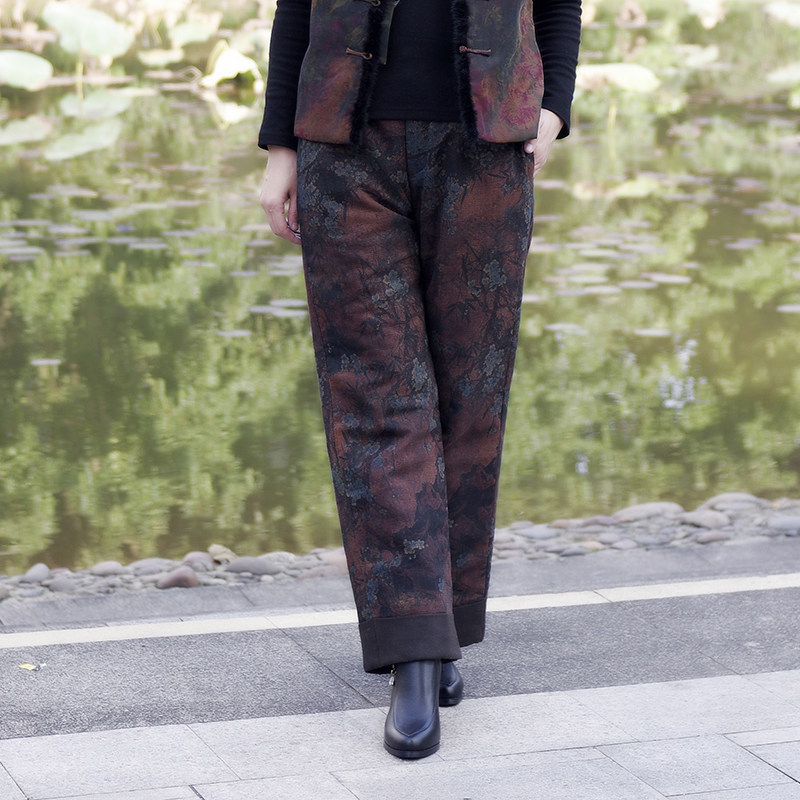 【奂墨】原创重磅绢纺香云纱轻中式棉裤 真丝直筒裤秋冬女 桑蚕丝,女装/女士精品,棉裤/羽绒裤,淘宝优惠券,粉丝福利购,淘宝优惠卷