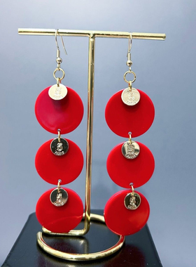 夸张大耳环女2024年新款潮法式小众设计高级感圆形银耳饰港风