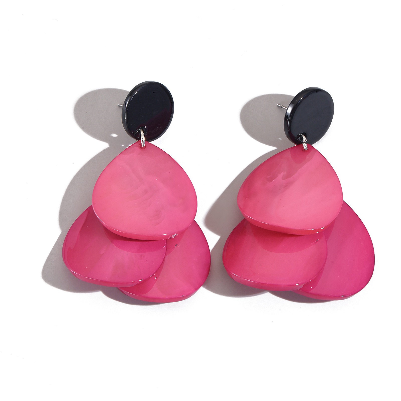 UNBOX手作夸张彩色几何耳环度假风耳坠海边耳夹无耳洞款