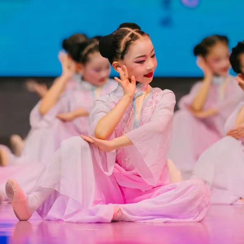 儿童古典舞演出服飘逸中国舞扇子舞练功服少儿民族舞表演服纱衣女