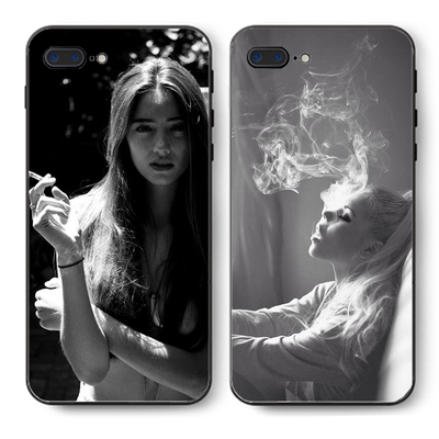 适用于iphone6/7/8 plus手机壳欧美风抽烟美女vivox6/x7/x9x20s男
