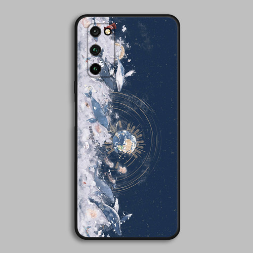 适用华为荣耀v30x10v40proV20v98XMax复古油画海豚创意新款手机壳