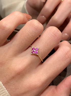 紫色四叶草戒指女优雅气质时尚