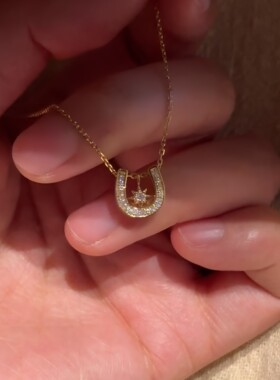 爆闪马蹄八芒星吊坠项链轻奢小众