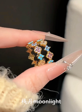 中古Vintage四叶草仿绿松石戒指