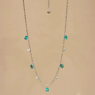 湖水蓝帕拉伊巴绿流苏项链女精致时尚高颜值锁骨链轻奢小众配饰