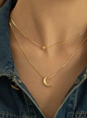 高级感月牙蛇骨项链女轻奢小众