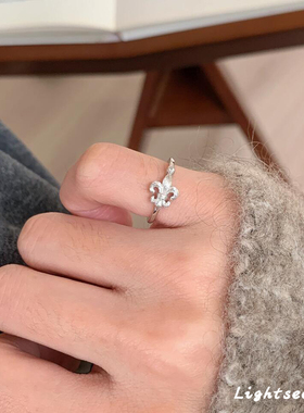 简约精致鸢尾花戒指女轻奢小众