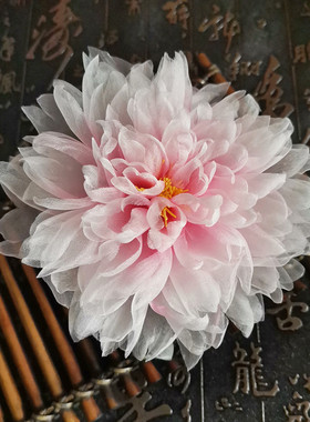 diy真丝欧根纱烫花牡丹发饰