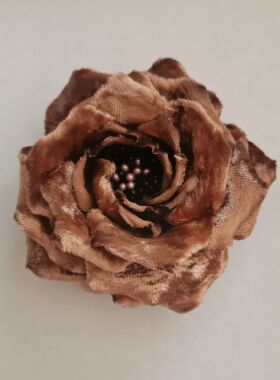 diy手作真丝烫花玫瑰花山茶花丝缎丝绒胸针胸花发夹仿真花小香风