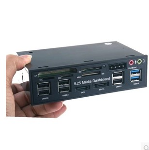 包邮 525E 光驱位前置多功能面板 读卡器 e-SATA usb3.0 大4PIN