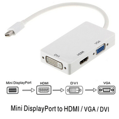 mini转dphdmi/vga/dvi三合一转换器头雷电迷你1080P高清连接线