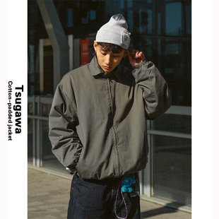 复古翻领宽版3M新雪丽棉G60哈林顿棉服外套男女日系加厚教练夹克