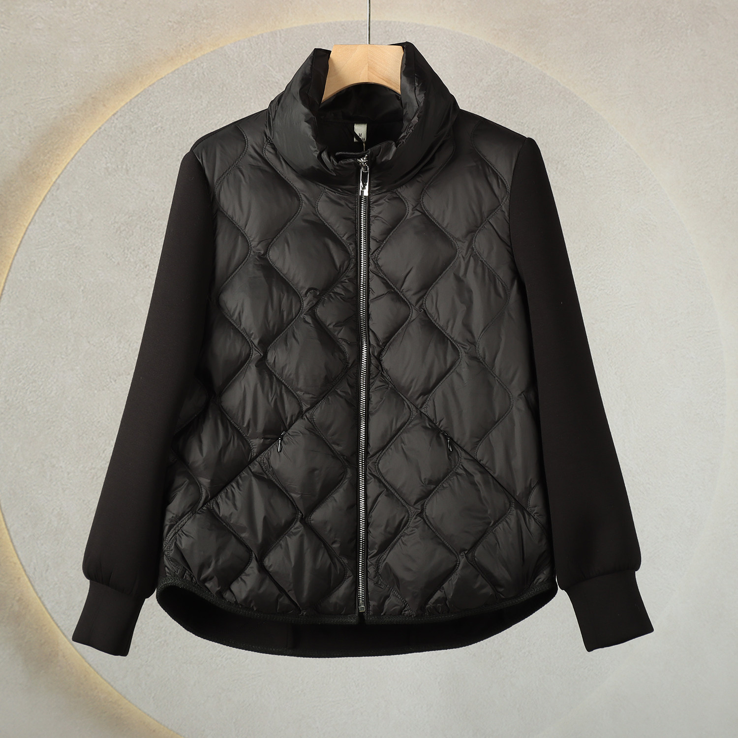 427冬季时尚立领简约休闲显瘦轻薄拼接羽绒服外套