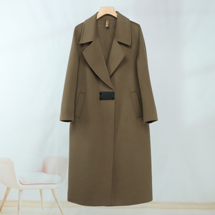 气质毛呢外套高端长款 时尚 双面呢100羊毛大衣 领新款 572秋冬西装