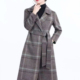 579羊绒大衣女长款 显瘦长大衣 格子修身 秋冬新款 气质毛呢外套时尚