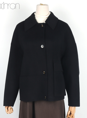 歆苒【靓z系列】23秋冬季小个子短款韩翻领羊毛双面呢羊毛大衣857
