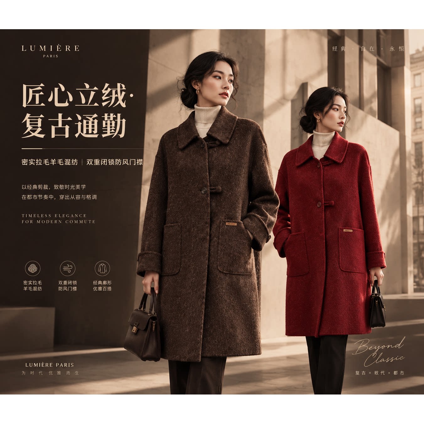 192【全羊毛】双面呢子大衣女装毛呢外套小个子长款气质秋冬新款