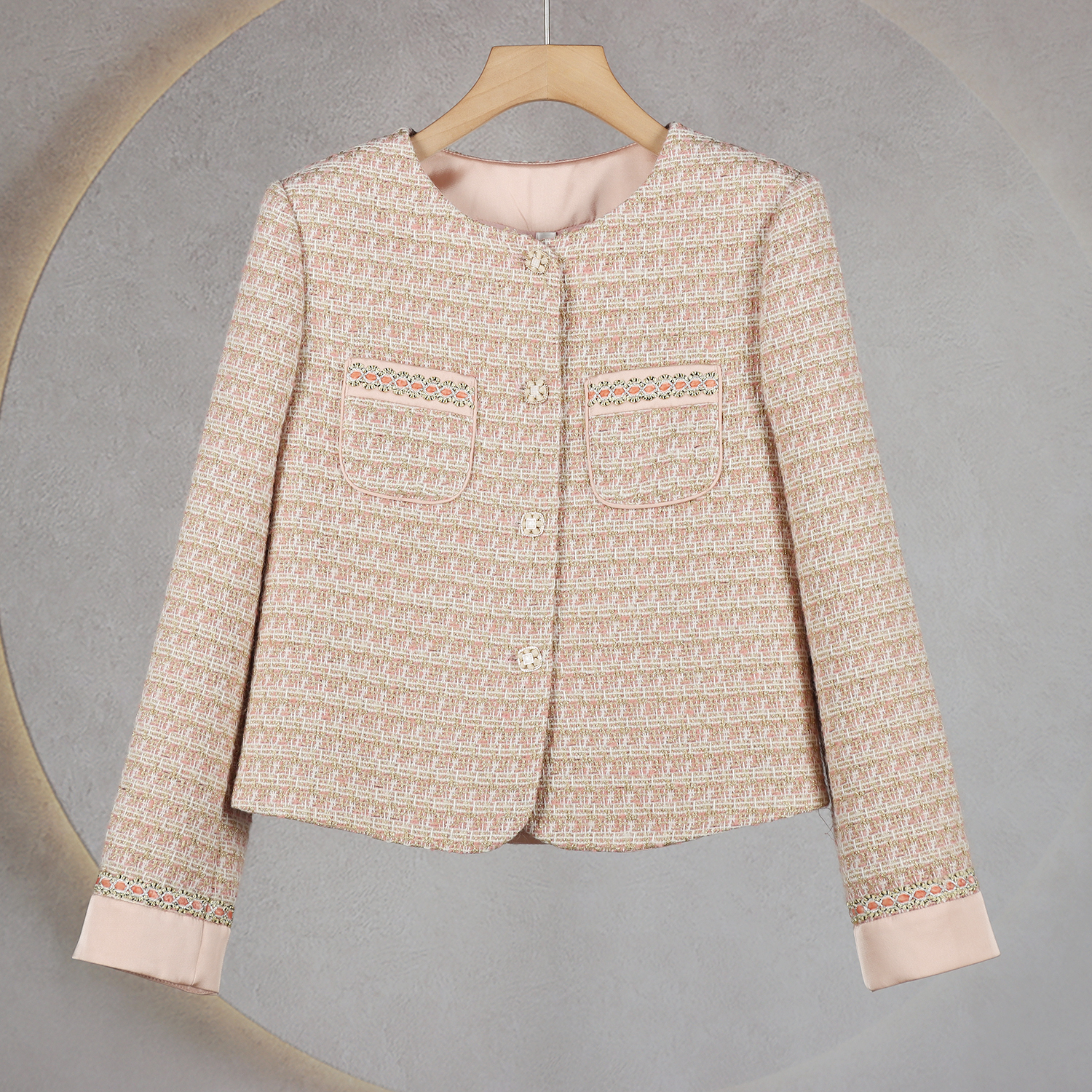 830秋季新款法式优雅气质高级感单品扣减龄小香风短外套