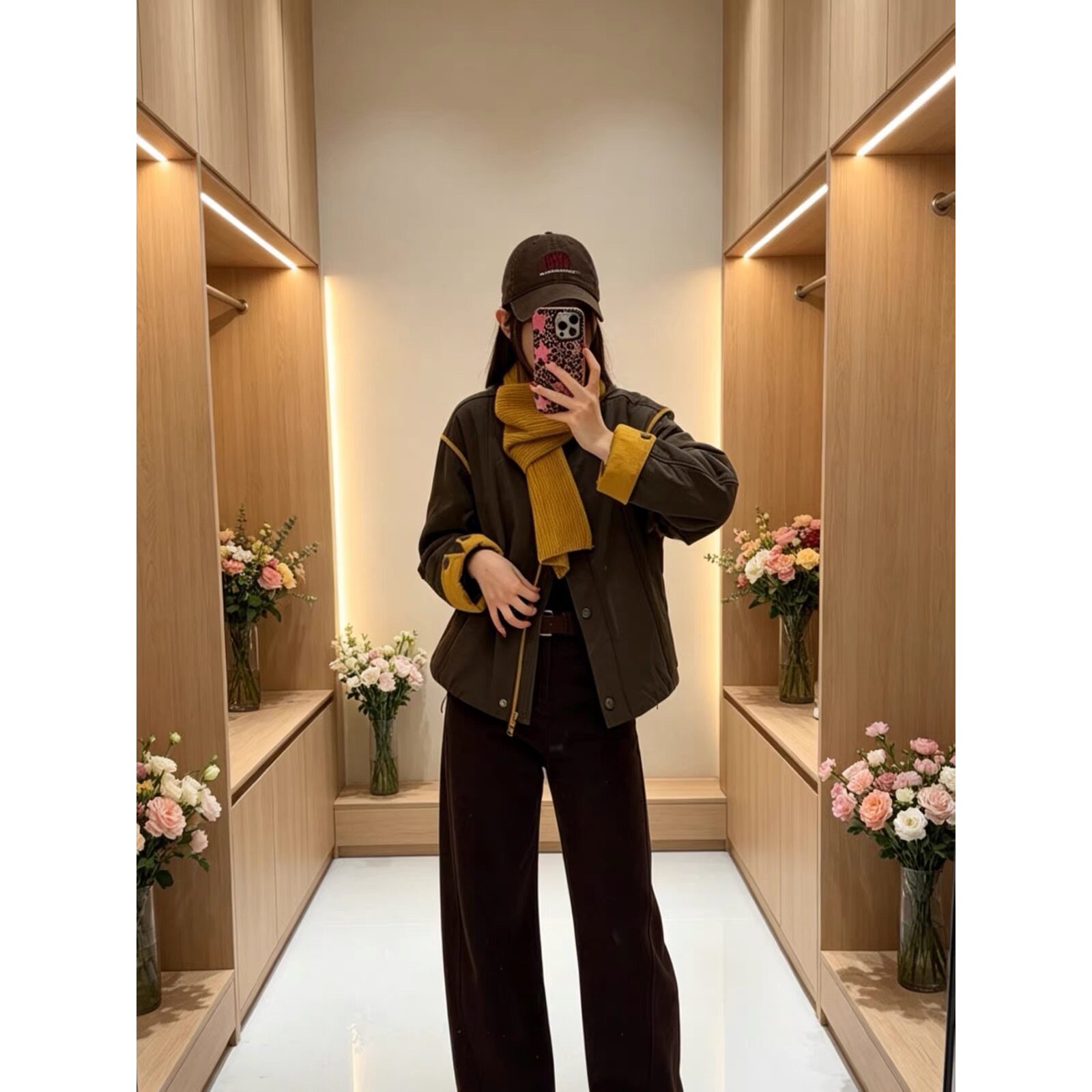 982配围巾韩版简约休闲风棉服女秋冬新品小个子宽松保暖圆领棉衣