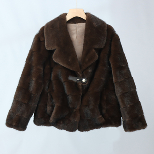 高贵仿水貂绒外套 皮毛一体女冬款 507时髦妈妈冬装 皮草大衣短款