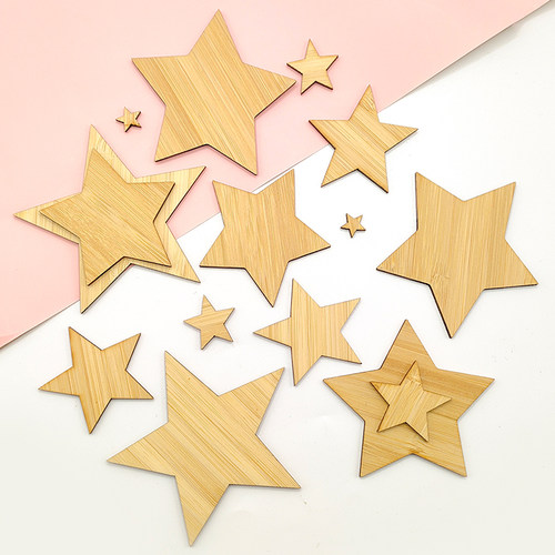 五角星竹片空白材料幼儿园小学校园老师手绘DIY手工竹板材料定制
