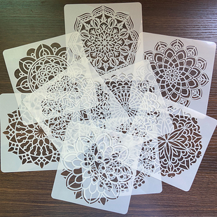 曼陀罗镂空绘画模板手抄报圆形墙绘喷绘儿童手工diy塑料手帐板尺