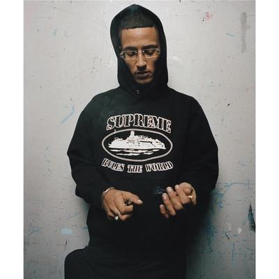 Corteiz联名S加绒保暖连帽卫衣欧美恶魔岛UKDRIPDRILL嘻哈街头