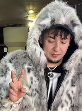 kkluv同款Corteiz豹纹花色长毛仿皮草外套欧美恶魔岛UKDRIPDRILL