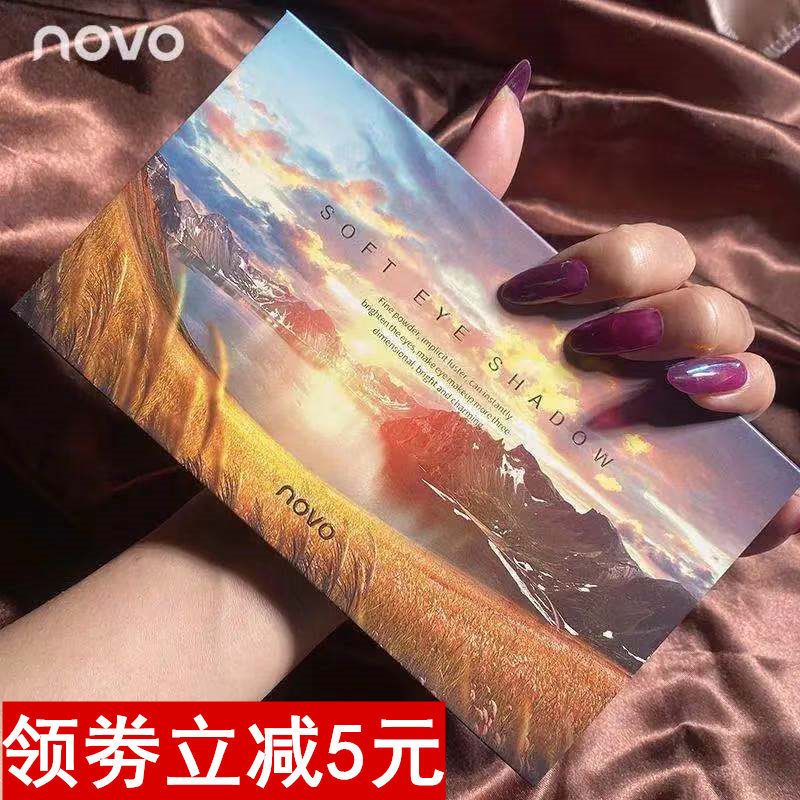 正品抖音同款正品NOVO眼影盘ins平价腮红高光修容盘亮晶晶超闪