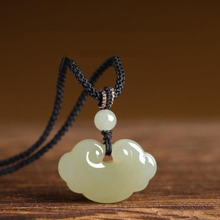 新品清水色吊坠玉锁男女项链平安吊坠挂绳礼物挂件情侣礼物