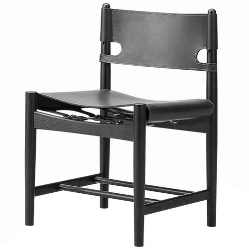 马鞍皮北欧实木轻奢餐椅