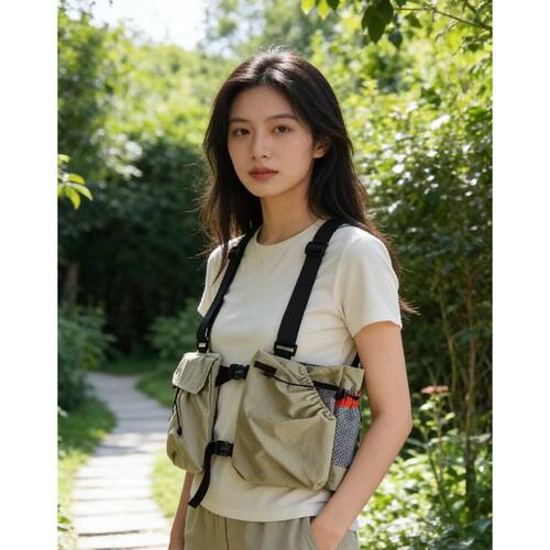 户外运动徒步登山夏季男女同款透气网眼马甲背心多功能松紧调节