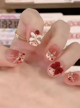 2026马年新款儿童美甲手工穿戴甲女童小学生6-12岁短款假指甲贴片