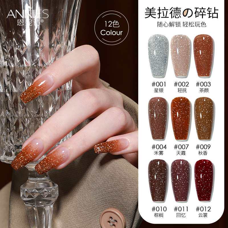 网红爆闪美德拉蹦迪碎钻指甲油胶
