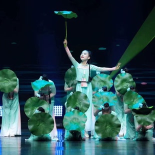 小荷叶舞蹈服荷叶翩翩莲叶翩翩演出服古典舞表演服江南可采莲儿童