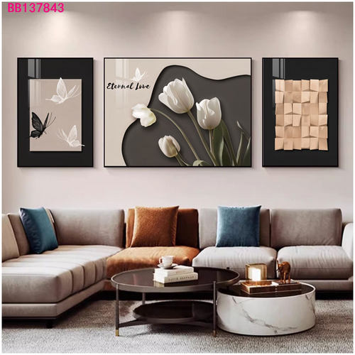 客厅沙发墙三联高级感壁挂画