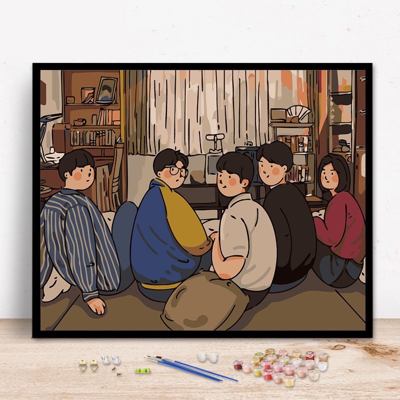 请回答1988动漫插画 diy数字油画定制手工填色房间桌面墙上装饰画
