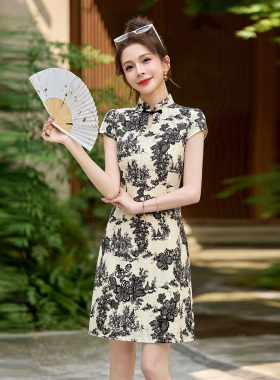 sera轻奢新中式风改良旗袍连衣裙女装2026新款夏季感小个子水墨