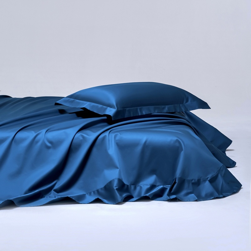 纯棉100支长绒棉床单单件普鲁士蓝深海蓝色全棉被单单双人1.21.5m