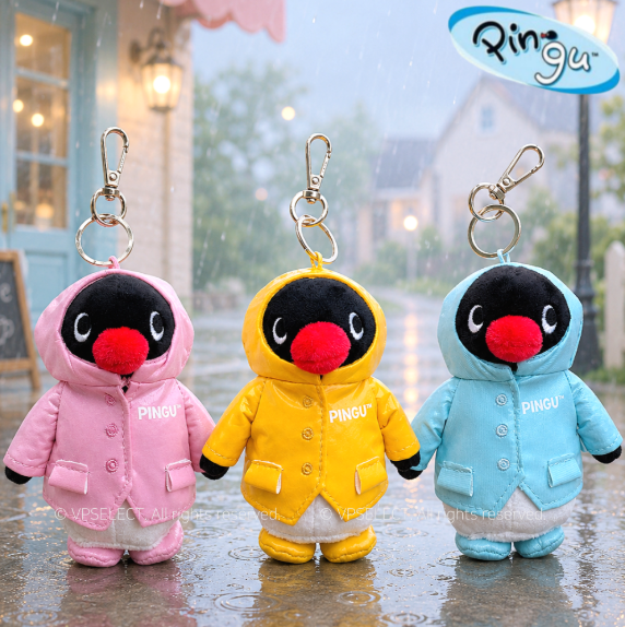 现货/补款 韩国正版电影院联名雨衣pingu黑企鹅毛绒包挂件礼物