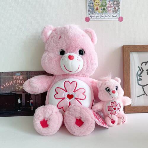 韩国代购carebears限定款樱花粉彩虹熊毛绒公仔玩偶生日礼物女