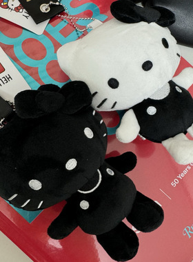 日本代购sanrio三丽鸥50周年avail黑白Kitty毛绒挂件限定包挂礼物