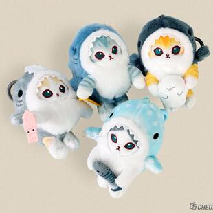 韩国代购mofusand鲨鱼猫咪可爱毛绒挂件公仔包挂钥匙扣玩偶礼物