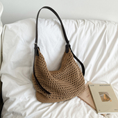 手工编织镂空腋下包慵懒风大容量托特包夏季 通勤度假百搭女包新款